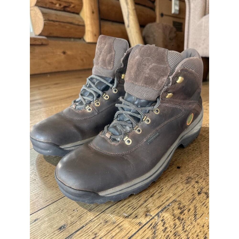 Timberland Mens Size 15 Waterproof Hiking Boots Brown Leather Outdoor Trail